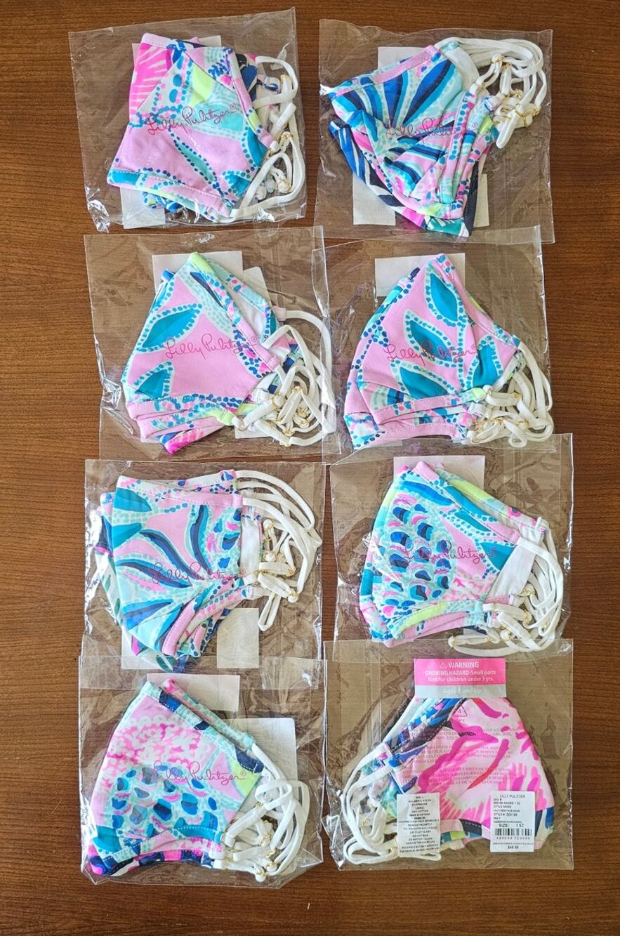 Lilly Pulitzer Kids Face Masks, Style 008188, 3 per pack, 8 packs, New in bag